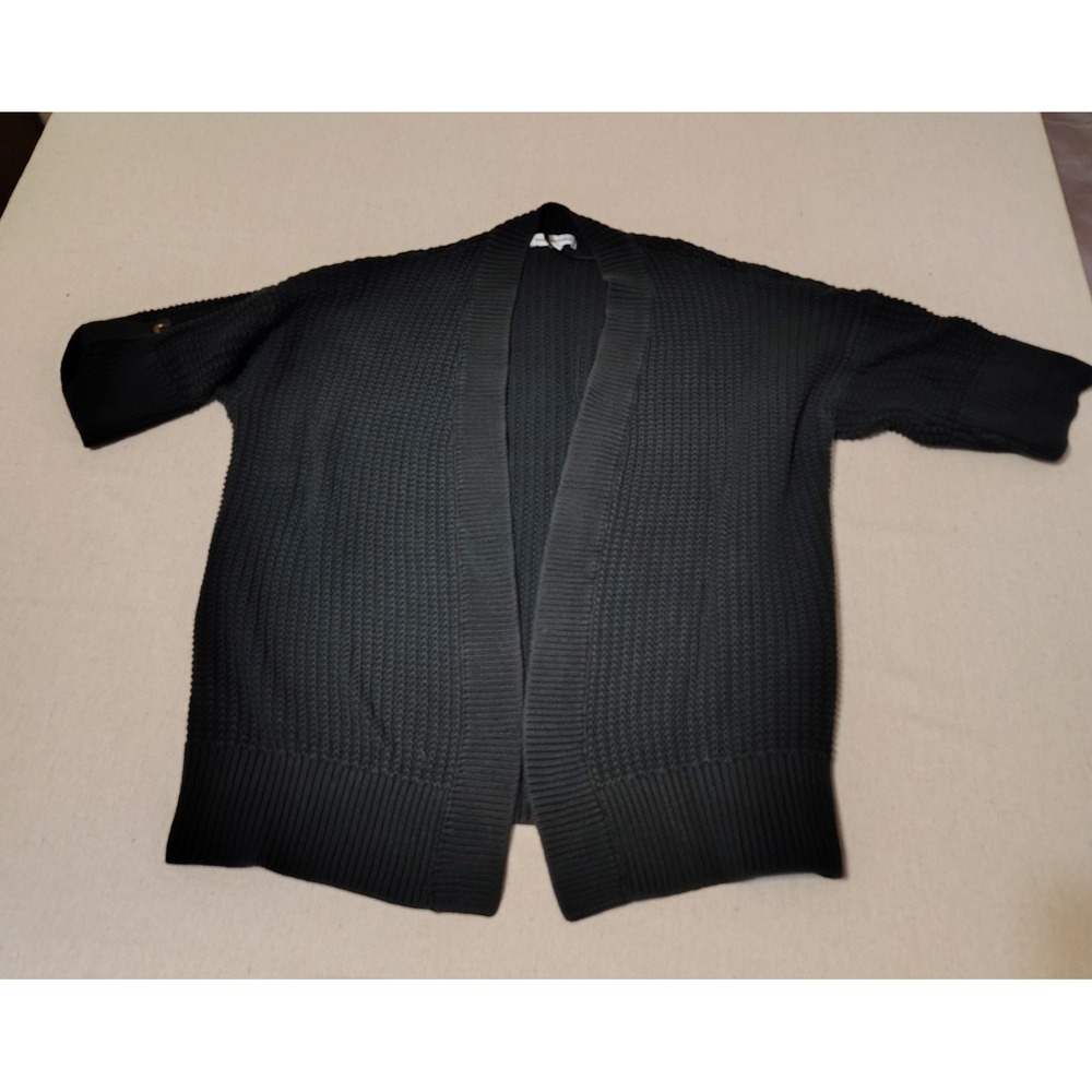 Banana Republic Dark Gray Chunky Knit Cardigan Open Front Button Cuff XL‎